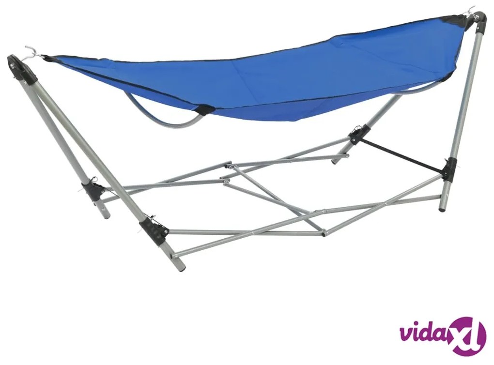 vidaXL Amaca con Supporto Pieghevole Blu