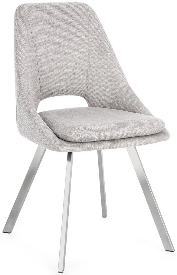 Set di 2 sedie KASHAR in tessuto grigio chiaro e gambe acciaio