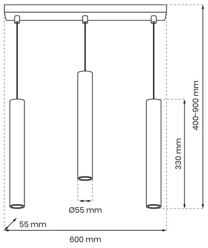 Lampadario a sospensione con filo HUDSON 3xGU10/8W/230V bianco
