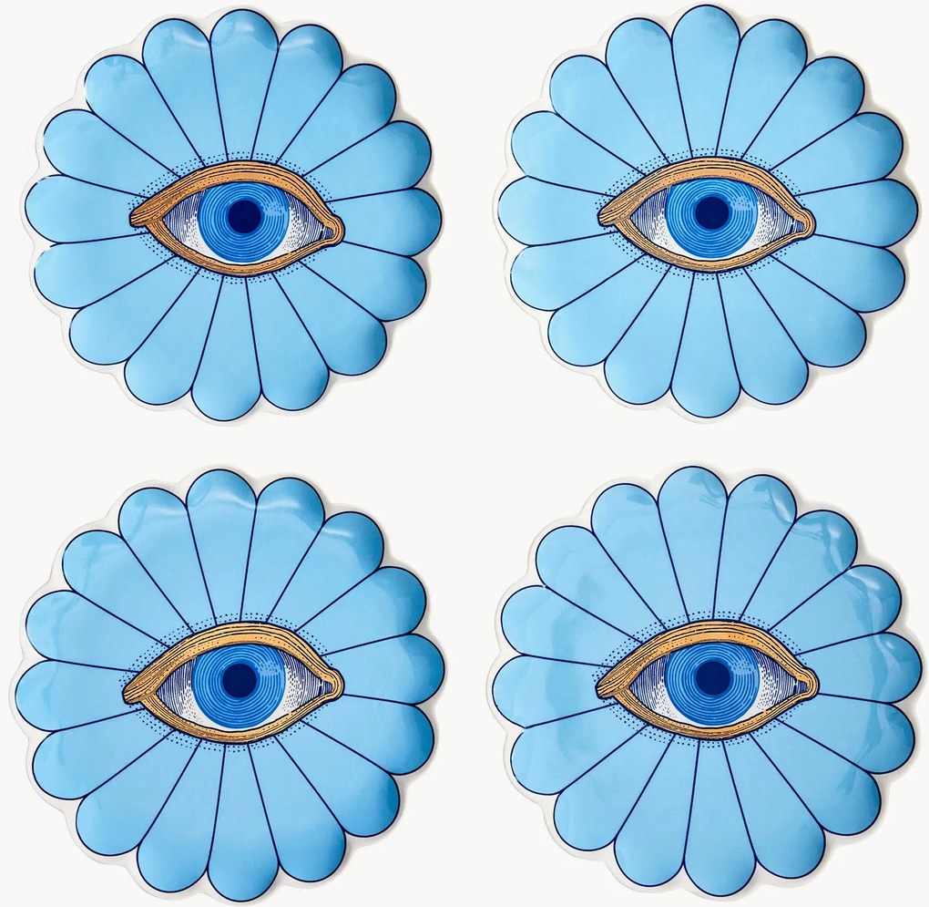 Set di 4 piatti da torta in porcellana Fleur