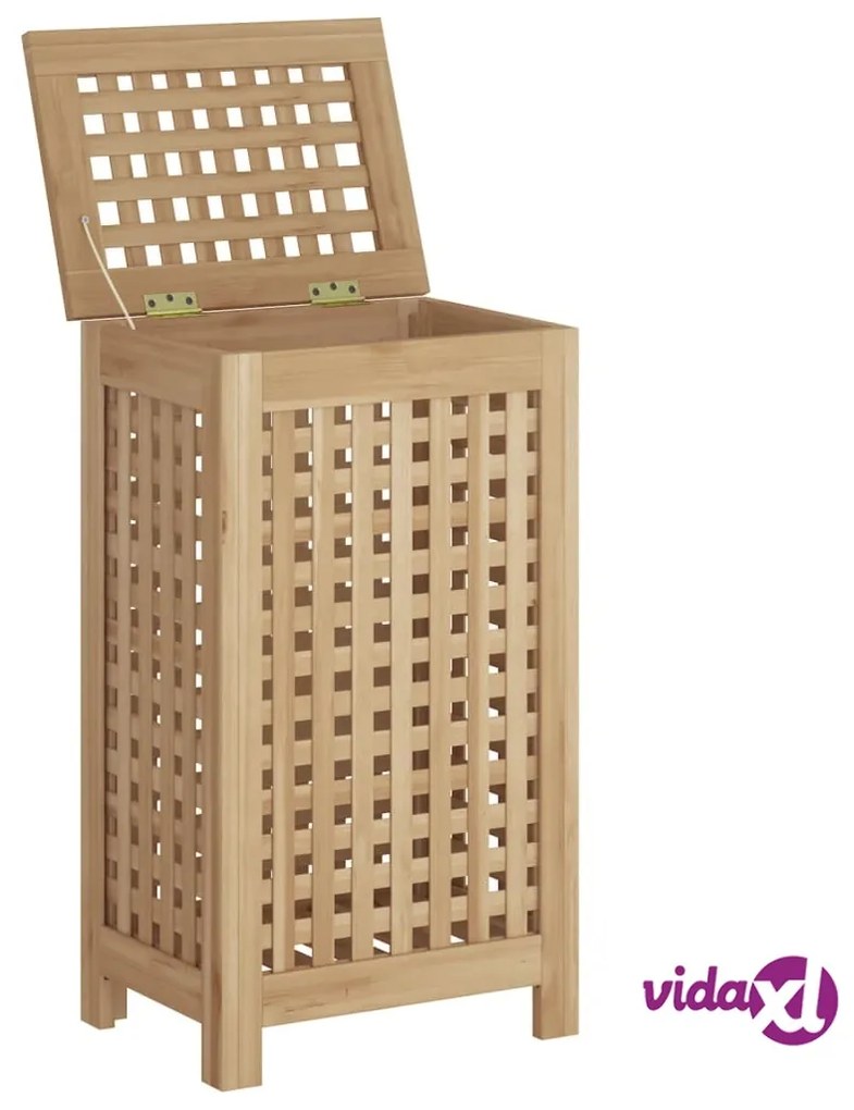 vidaXL Cesto del Bucato 35x25x60 cm in Legno Massello di Teak