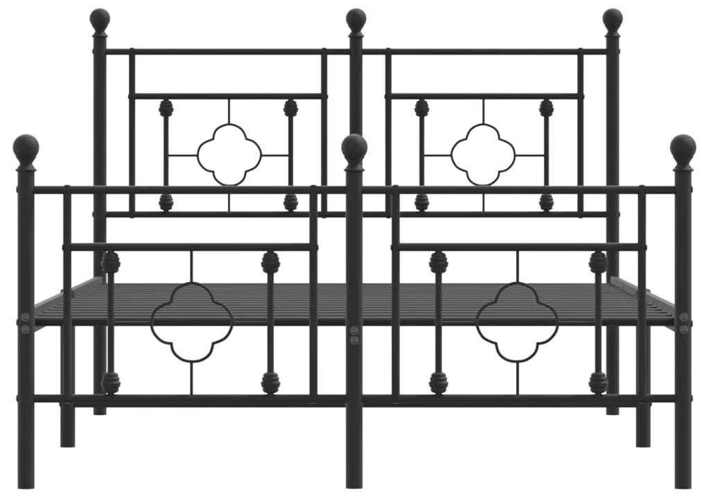 Giroletto con Testiera e Pediera Metallo Nero 120x190 cm