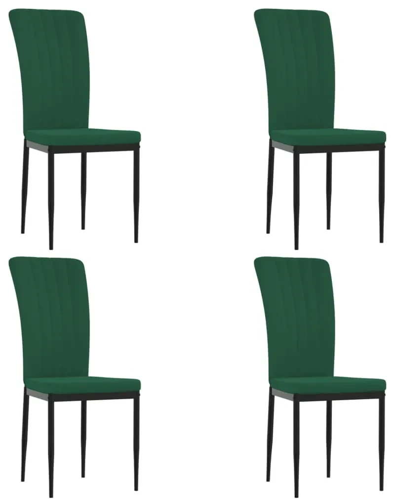 Sedie da pranzo 4 pz verde scuro in velluto