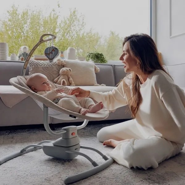 Lionelo - Dondolo per bambini con melodia RIO 4xC Beige Latte + telecomando