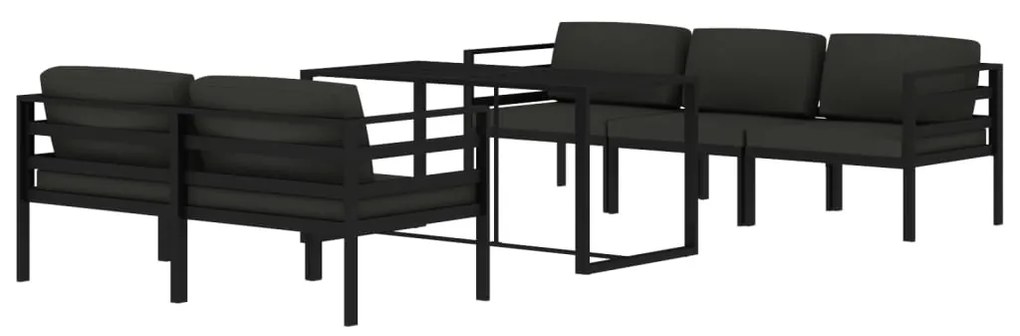 Set divani da giardino 6 pz con cuscini in alluminio antracite