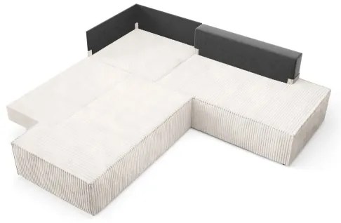 Divano letto angolare con contenitore a L TERAMO, lato destro, beige