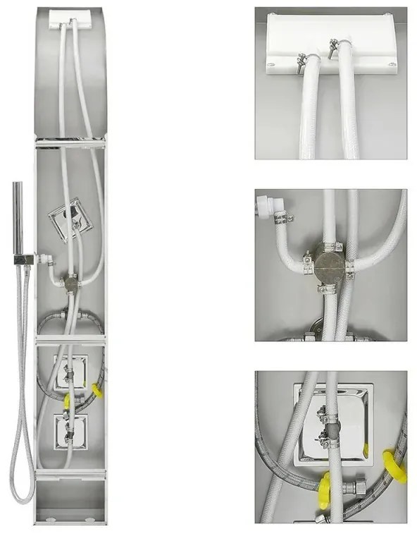 Pannello doccia idromassaggio in acciaio inox effetto marmo con 4 funzioni