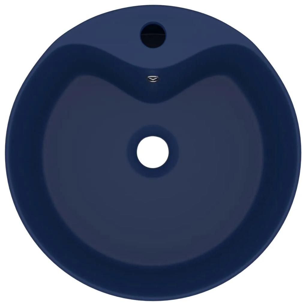 Lavandino con Troppopieno Blu Scuro Opaco 36x13 cm in Ceramica
