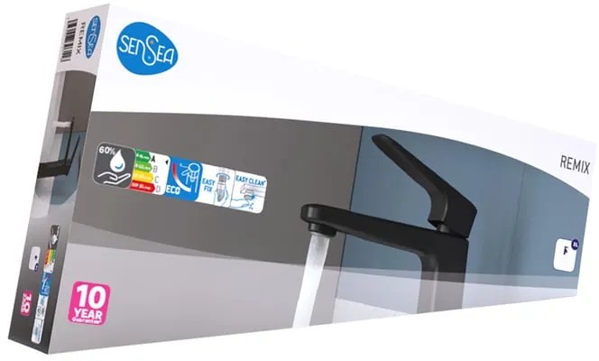 Rubinetto per lavabo REMIX nero spazzolato opaco SENSEA H 33 cm