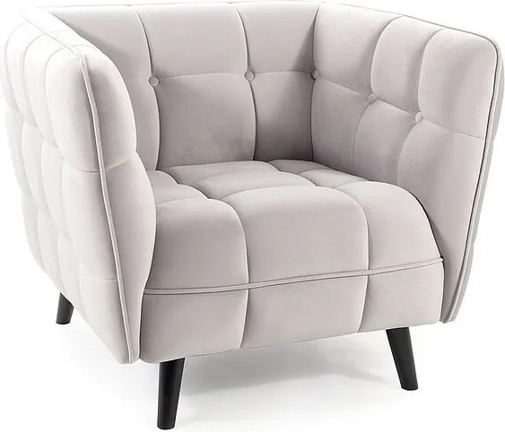 Poltrona Castello Velvet in velluto color grigio chiaro Bluvel 03 e struttura in legno wenge – 92x85x78 cm