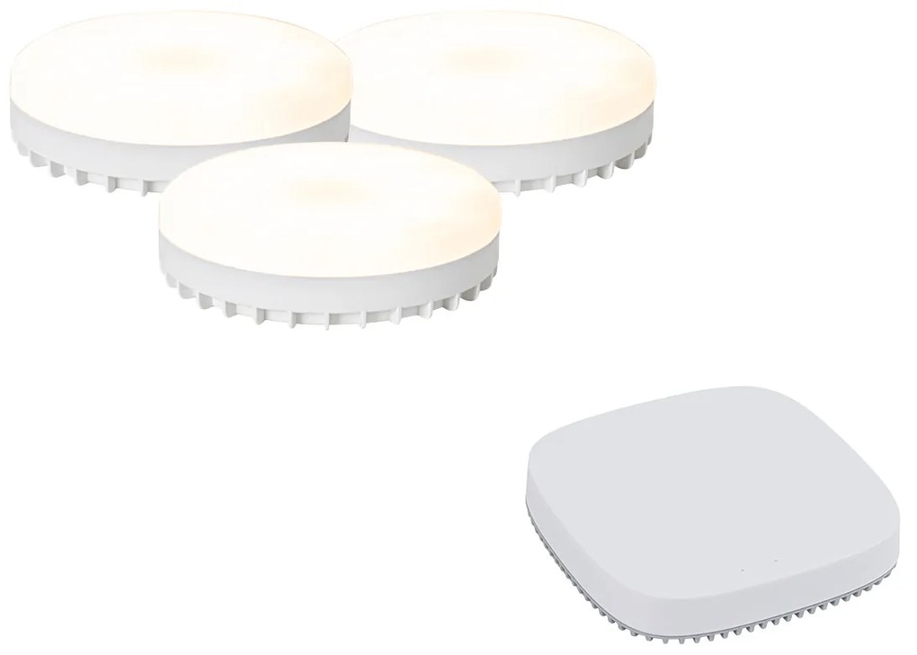 Set di 3 lampadine LED dimmerabili Smart GX53 RGB 9W 806LM 2700K-6500K con Zigbee Smart Hub