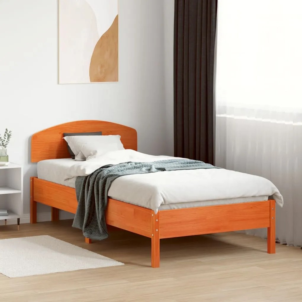Testiera marrone cera 75 cm in legno massello di pino