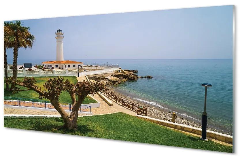 Quadro su vetro Faro della costa spagnola 100x50 cm