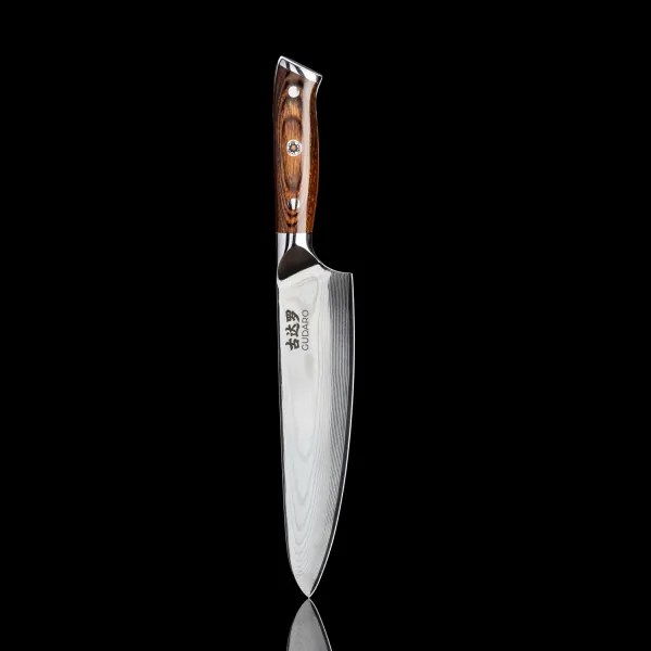 Gudaro - Coltello da chef in acciaio damasco FENG 8", 67 strati d'acciaio, lunghezza 20 cm