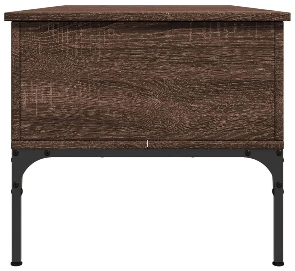 Tavolino Rovere Marrone 100x50x45cm Legno Multistrato e Metallo