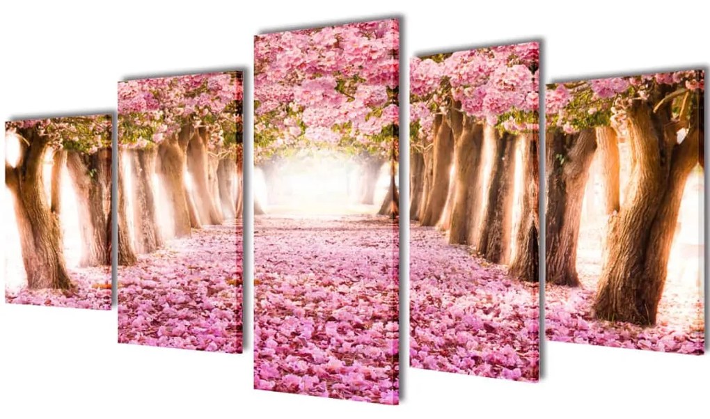 5 Pz Set Stampa Su Tela Da Muro Fiori Di Ciliegio 200 X 100 Cm /