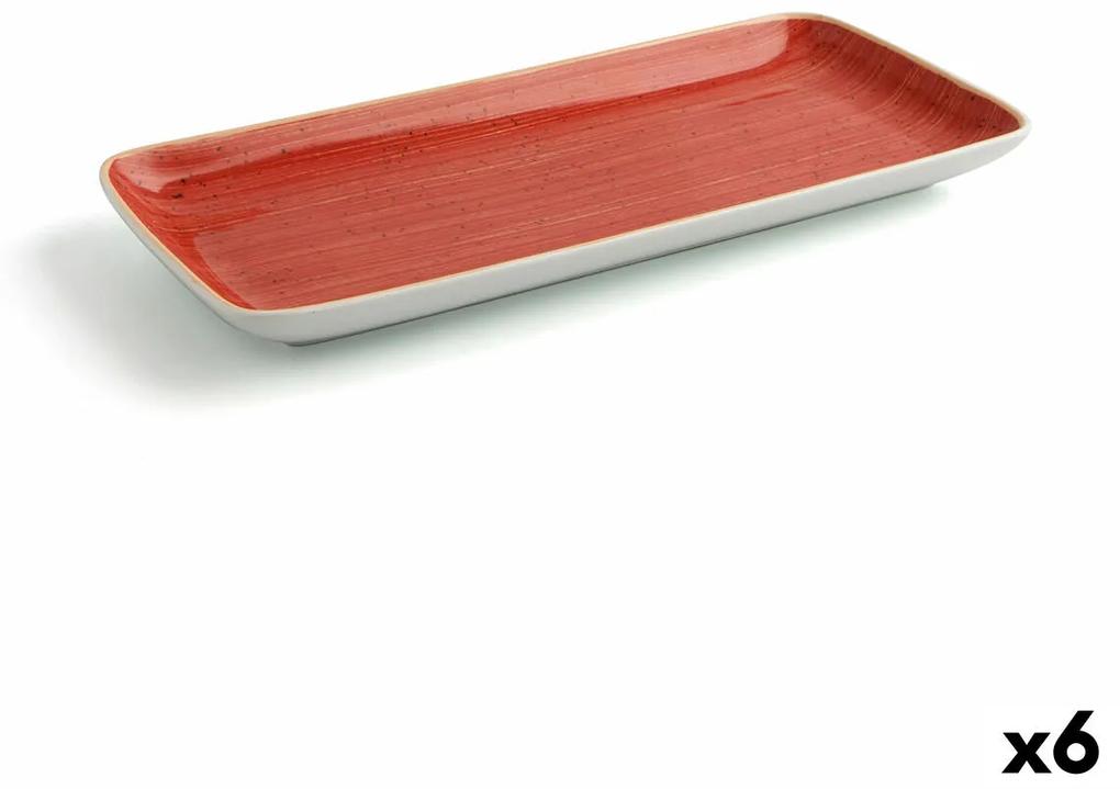 Teglia da Cucina Ariane Terra Rettangolare Ceramica Rosso (36 x 16,5 cm) (6 Unità)