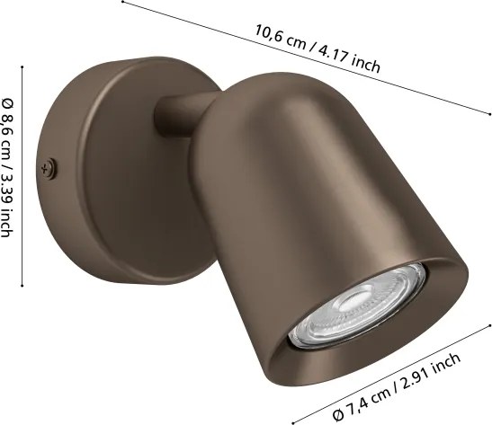Eglo 901948 - Faretto da parete CAMALDOLI 1xGU10/5W/230V bronzo