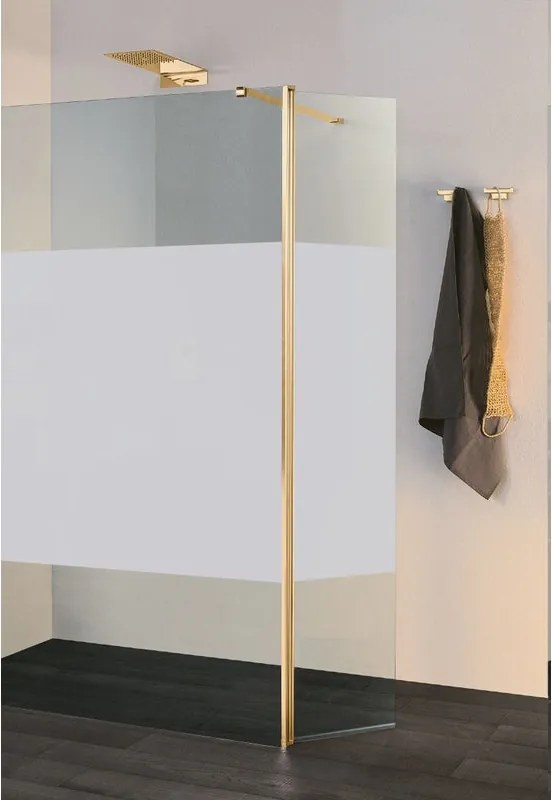 Deflettore walk-in Wens L 30 X H 200cm, vetro serigrafato 6 mm, profilo oro spazzolato