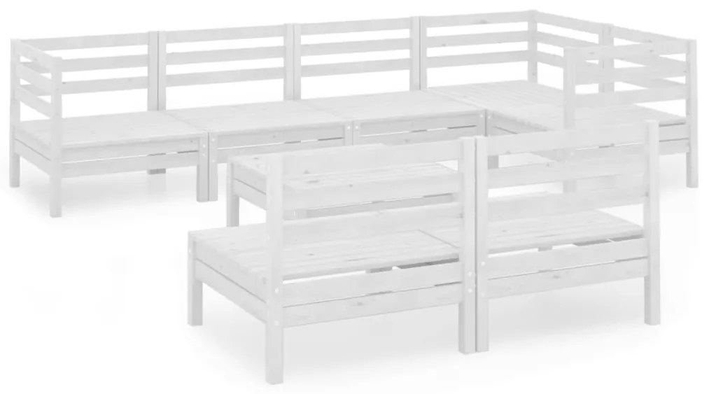 Set Salotto da Giardino 8 pz in Legno Massello di Pino Bianco