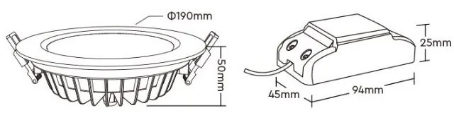 Faretto da incasso 15W RGB+CCT IP54, Angolo 120°, foro Ø175 - 180 mm Colore RGB+CCT