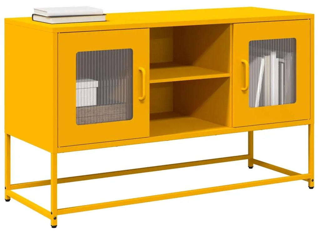 Mobile Tv Giallo Senape 100,5x39x60,5 Cm İn Acciaio /