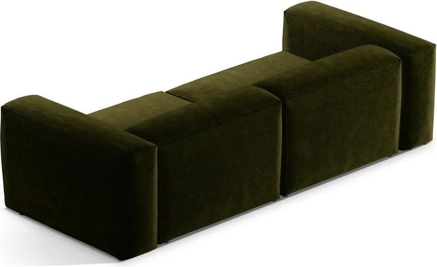 Divano verde con rivestimento in velluto a coste 264 cm Bergamo – Cosmopolitan Design