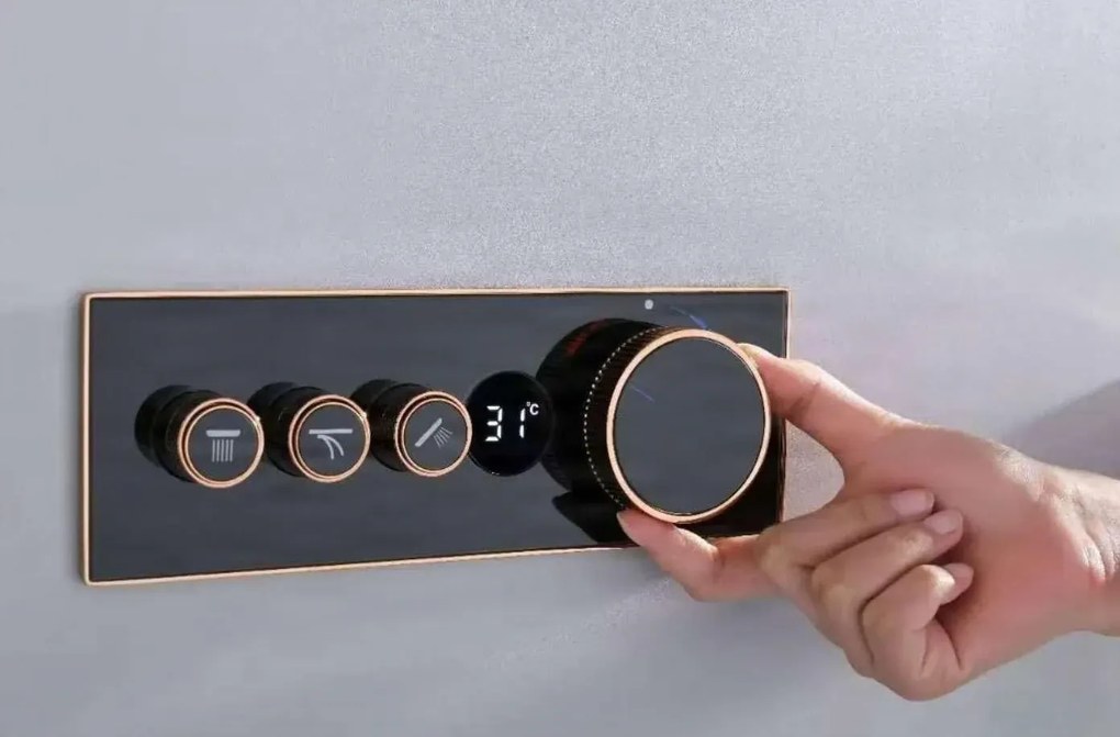 Sistema doccia termostatico a incasso ELITE EDITION BCS1603 con schermo, in più finiture tra cui nero e nero opaco — Oro - bianco — Due uscite
