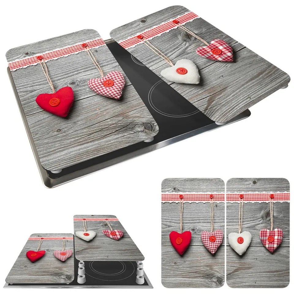 Set di 2 coperchi in vetro per stufa Heart, 52 x 30 cm Hearts - Wenko