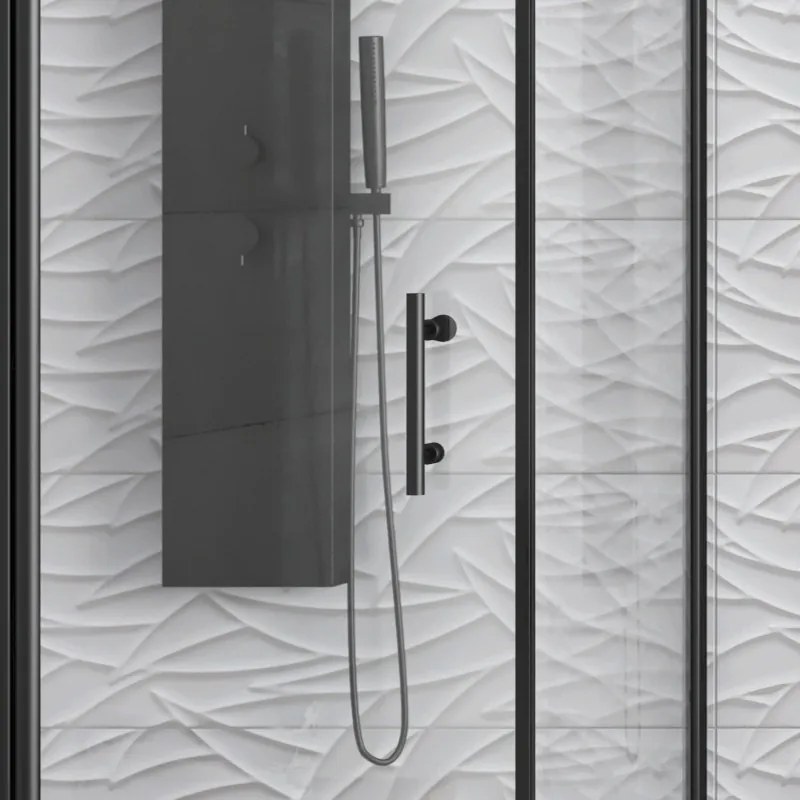 Kamalu - Box doccia 70x85cm finitura nera battente e fisso 70cm | KPX2800N