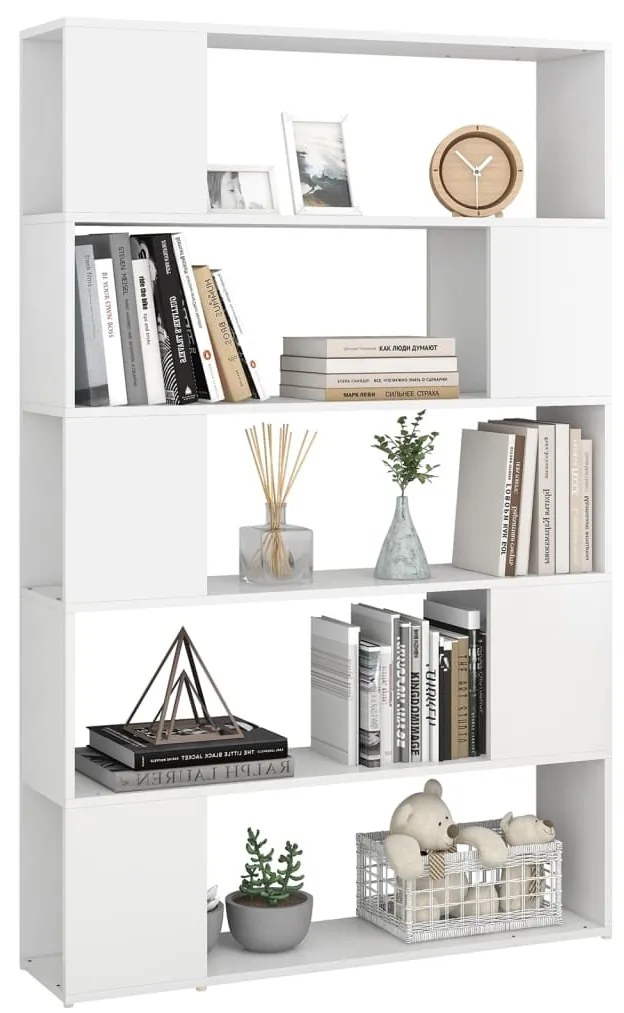 Libreria/Divisorio Bianco 100x24x155 cm in Legno Multistrato