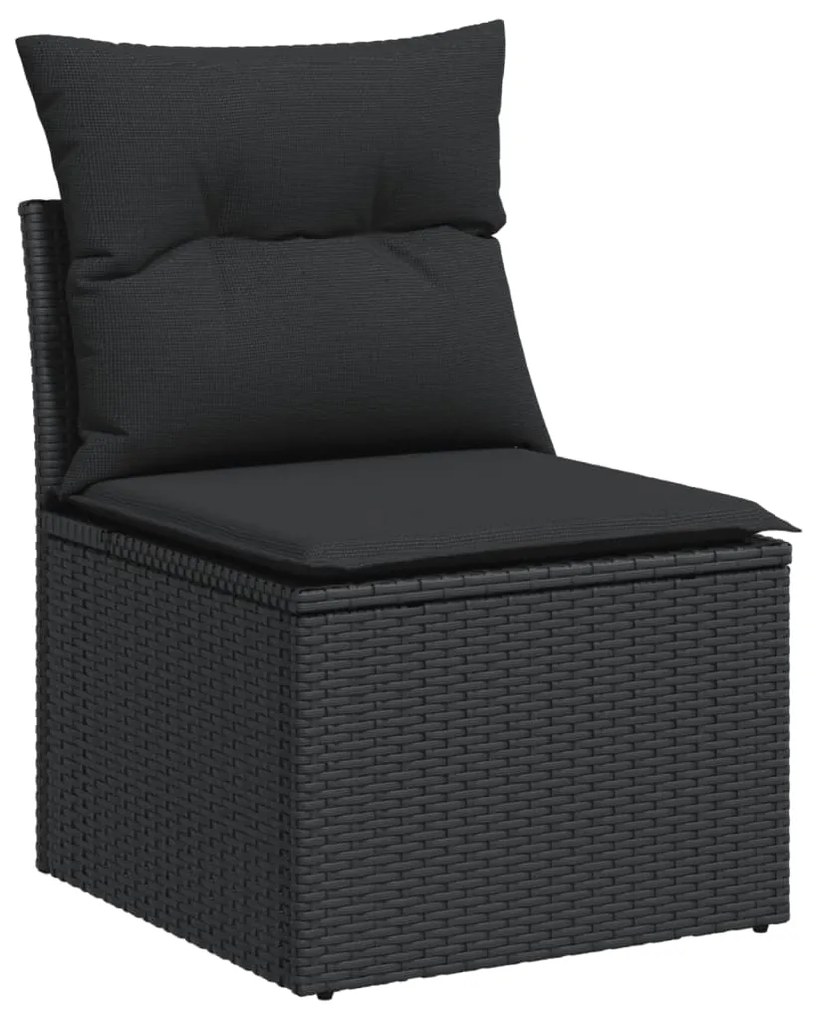 Set divani da giardino 14pz con cuscini in polyrattan nero