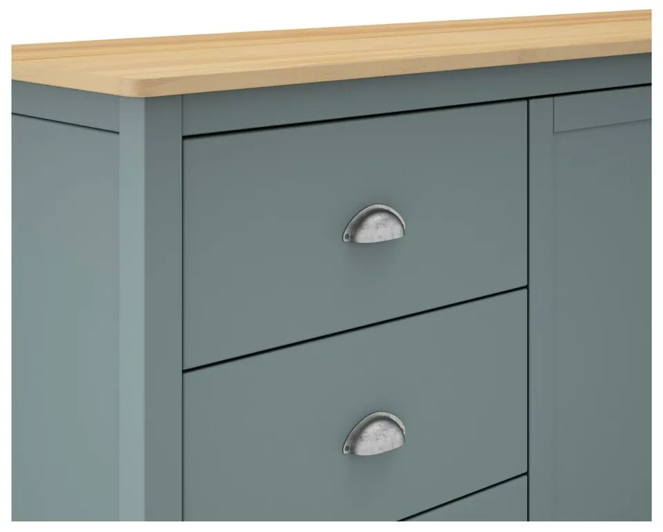 Cassettiera verde polveroso in pino massiccio 150x80x40 cm Misti – Marckeric
