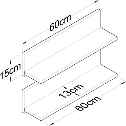 Set 2 Mensole A Parete 60 Cm Effetto Legno Delia