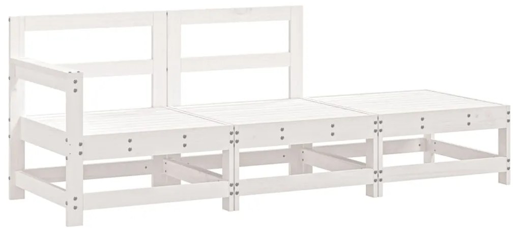 Set salotto da giardino 3 pz bianco in legno massello di pino