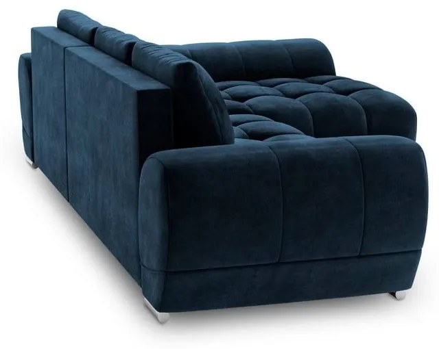 Divano letto angolare blu royal con rivestimento in velluto, angolo destro Nuage - Windsor &amp; Co Sofas