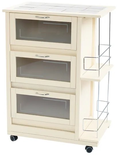 Carrello con ante a ribalta e portabottiglia LANDHELL Avorio