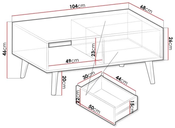Tavolino WILLOW 46x104 cm nero/marrone
