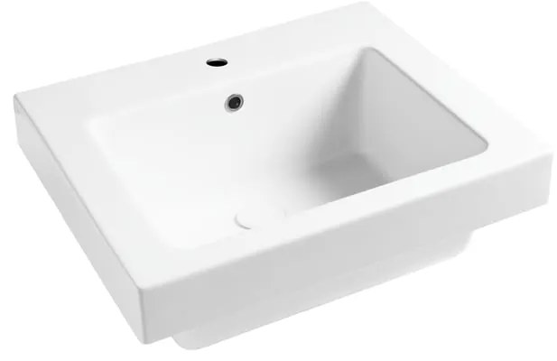 Lavabo a incasso e d'appoggio rettangolare vasca centrale Alaqua L 60 x H 25 x P 21 cm in ceramica bianco opaco