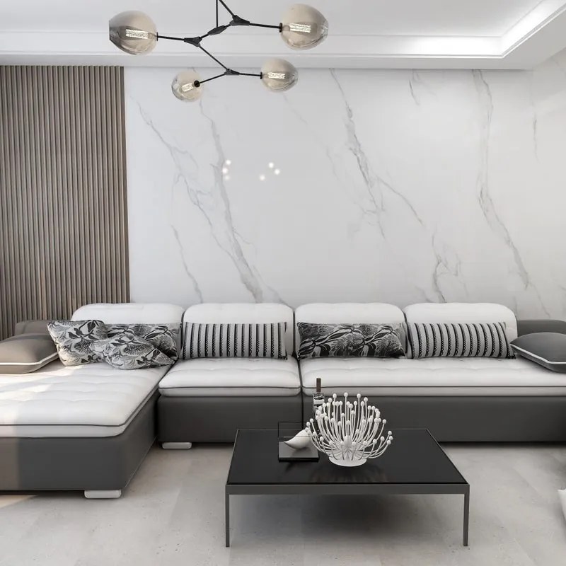 SPC da incollare per rivestimento effetto marmo bianco carrara lucido Sp 5 mm 2.879 m²