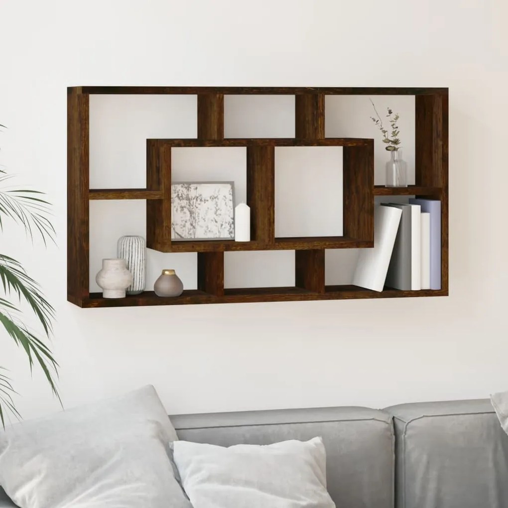Scaffale A Muro 8 Scomparti Rovere Fumo /
