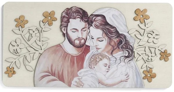 Capezzale moderno Sacra Famiglia 59x119 cm legno laminato Modello 1