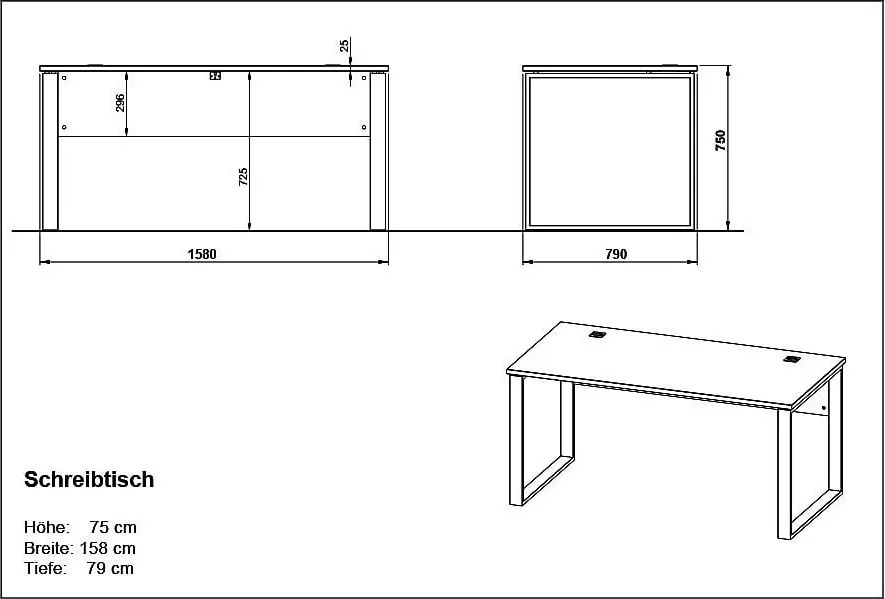 Tavolo da lavoro in rovere 158x79 cm Lioni - Germania