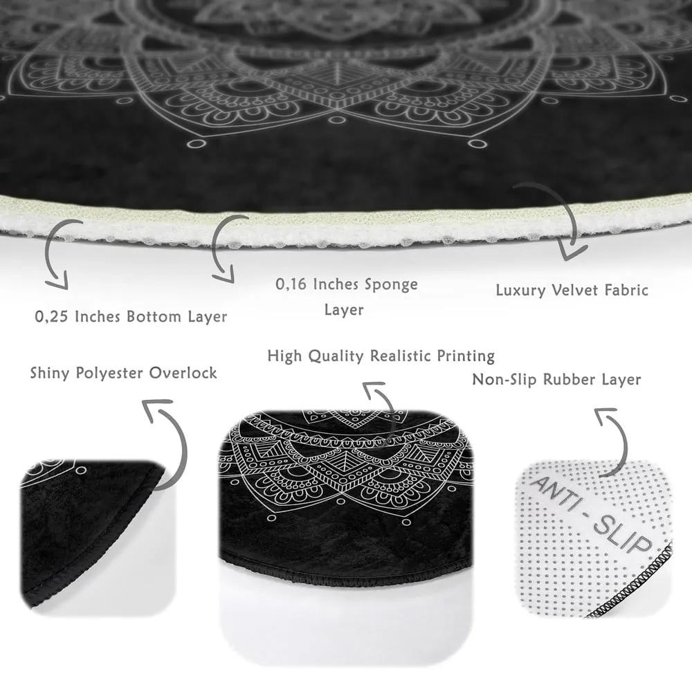 Tappeto rotondo nero lavabile adatto a robot aspirapolvere ø 80 cm Comfort - Mila Home