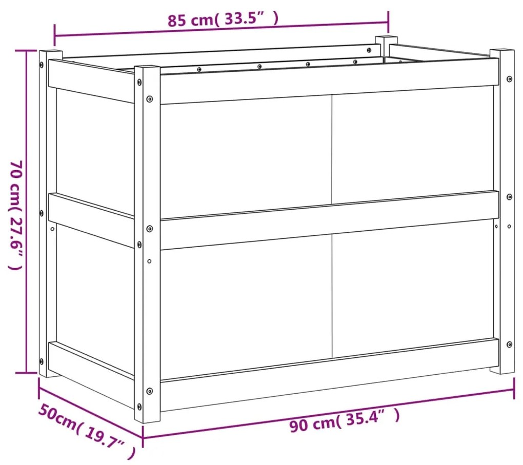 Fioriera da Giardino Bianca 90x50x70 cm Legno Massello di Pino