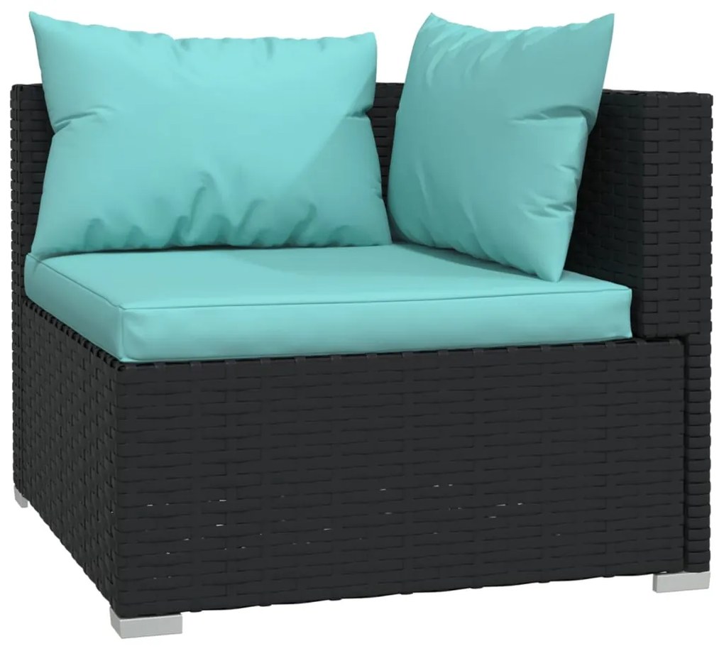 Set Divani da Giardino 9 pz con Cuscini in Polyrattan Nero