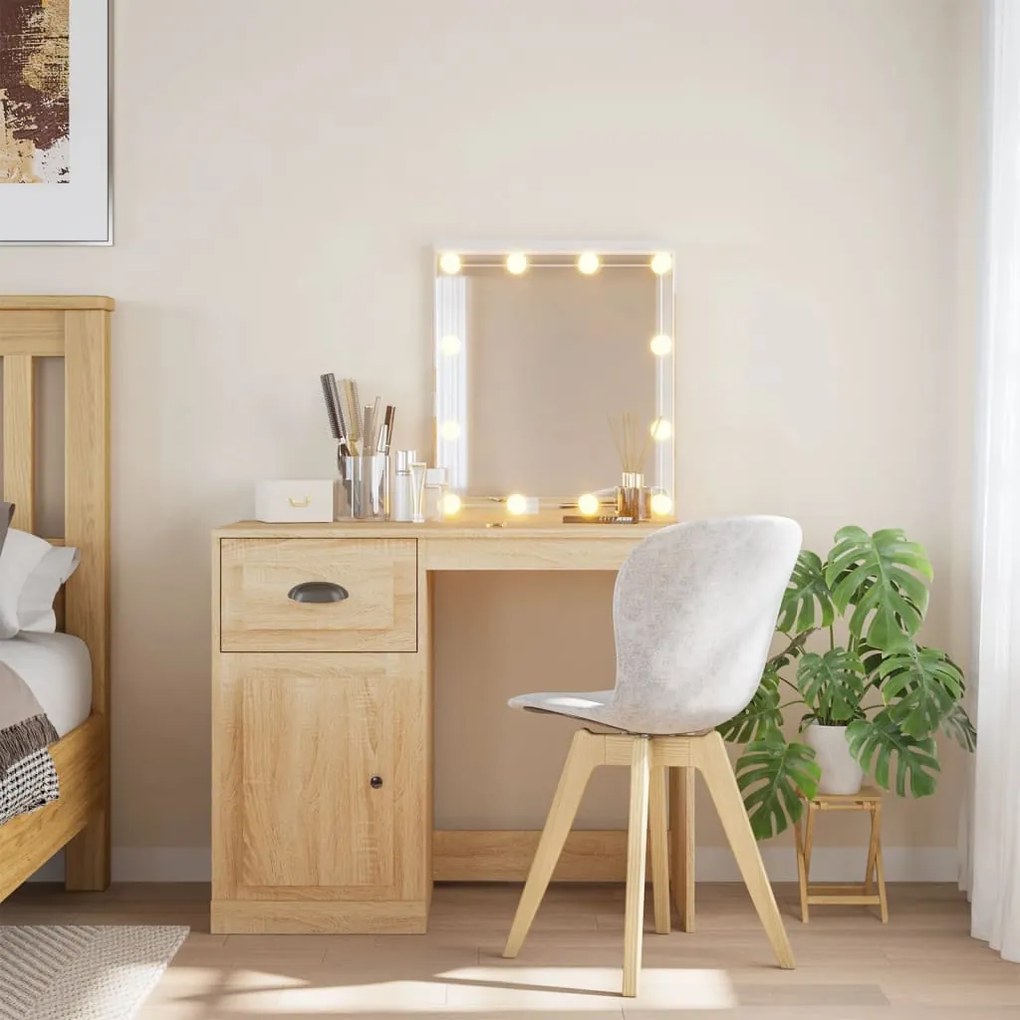 Toeletta con luci led rovere sonoma 90x42x132,5 cm