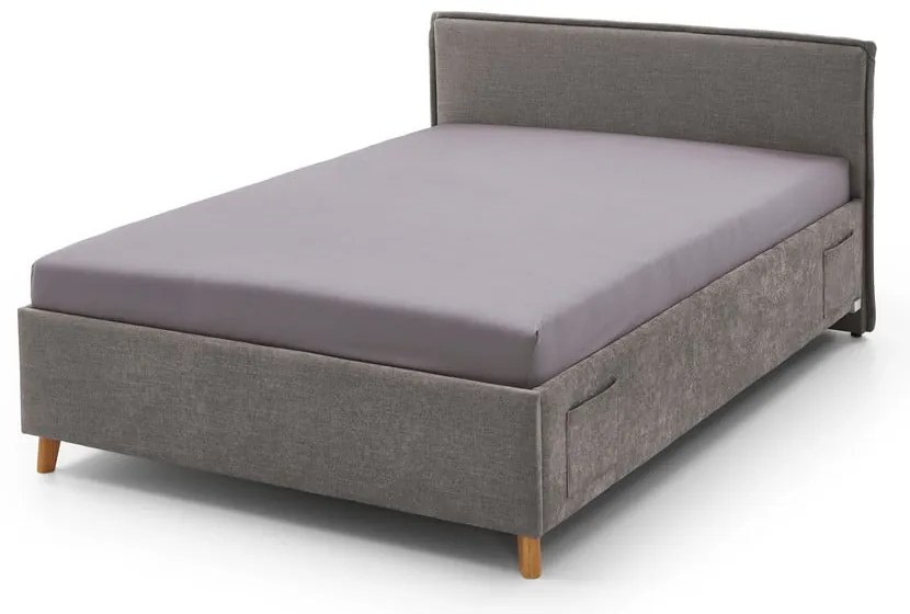 Letto da bambini grigio imbottito con contenitore con rete inclusa 120x200 cm Fun – Meise Möbel