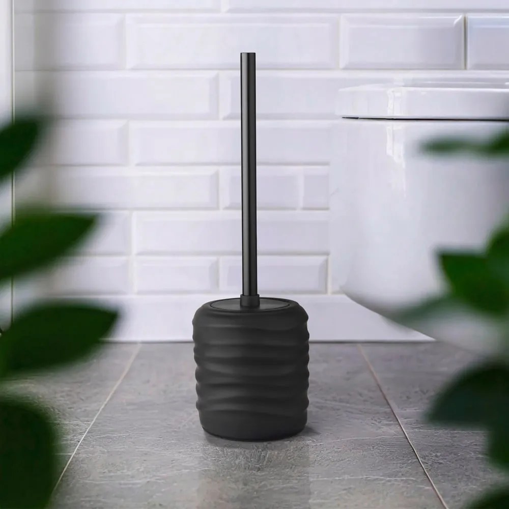 Scopino WC nero opaco in ceramica Illana – Wenko