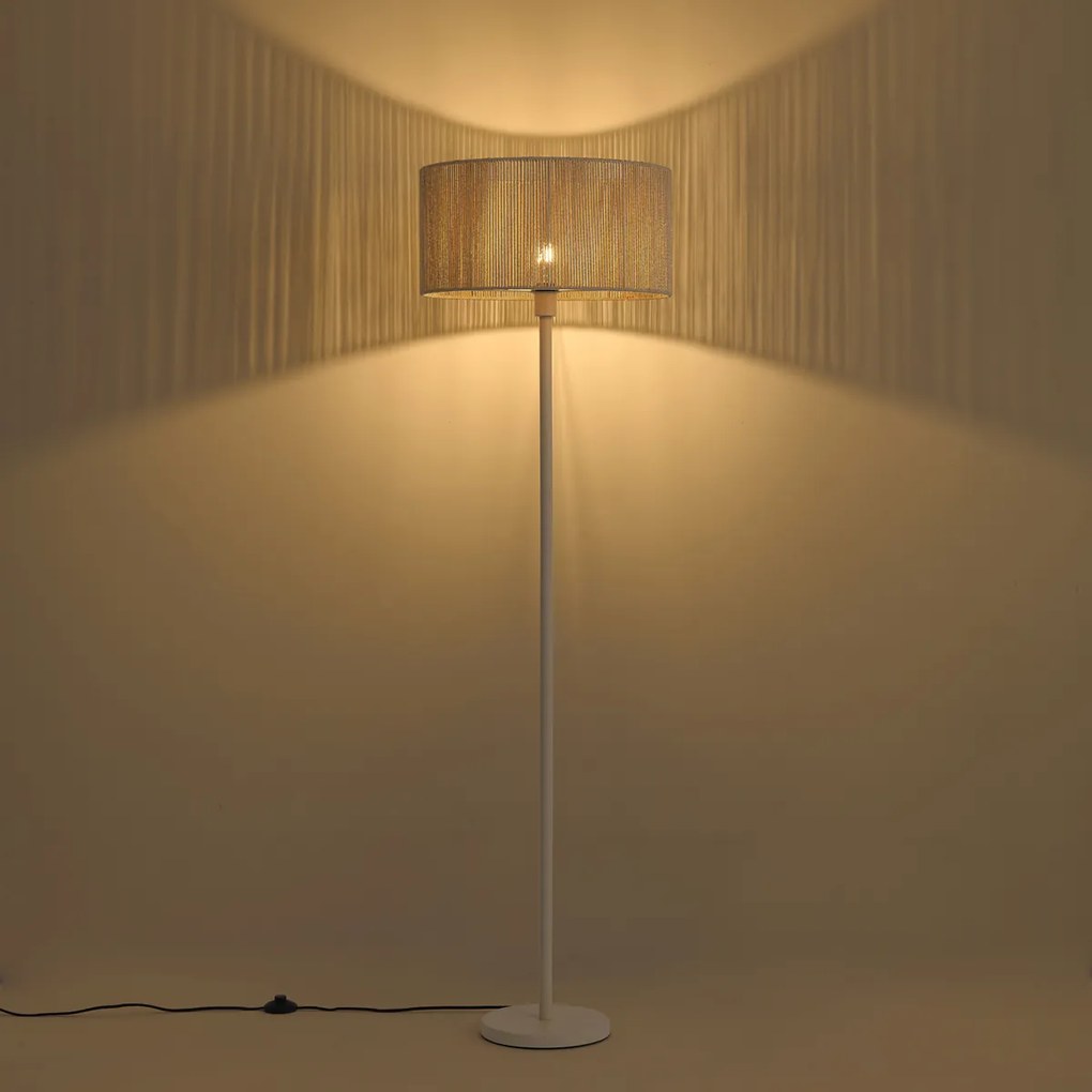 Lampada da terra beige con paralume in corda di carta 50/50/25 - Simplo